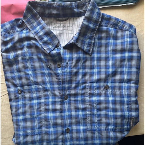 Eddie Bauer Shirt Mens Sz XL Plaid Vented Fishing Sport Shop Button - Picture 4 of 10